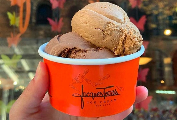 a scoop of chocolate ice cream