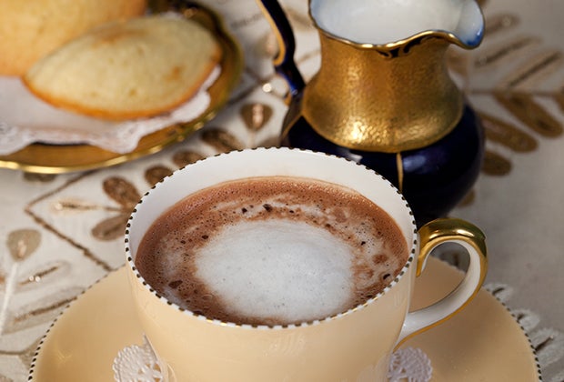 Sip a dainty cup of hot chocolate at Marie Belle