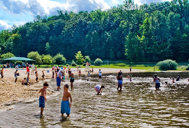 kids in the water at Lewis Morris County Park