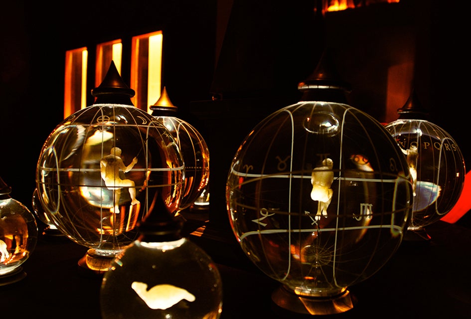 The divination table from the exhibit The World Is Bound with Secret Knots