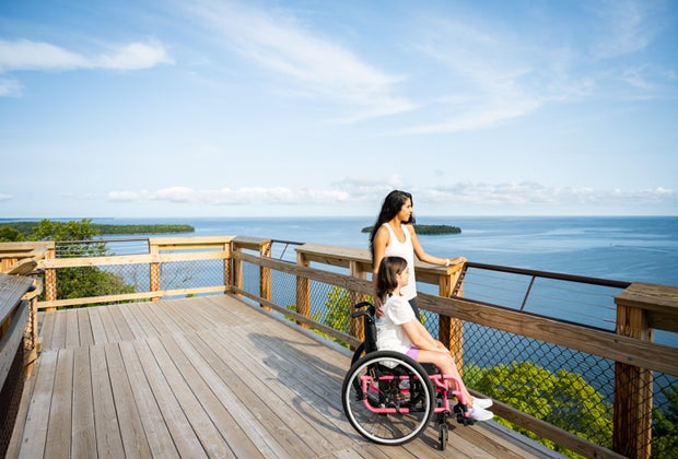 admiring the views on the top of a lighthouse is one of the best things to do in Door county wisconsin