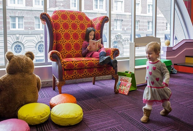 Image of kids in the Boston Public Library's Children's Room.