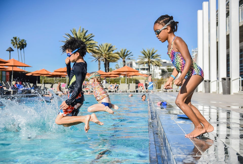 Dive in, the water is fine! So are the splash pad, beach playground, and cafe. Photo courtesy of the Annenberg Community Beach House
