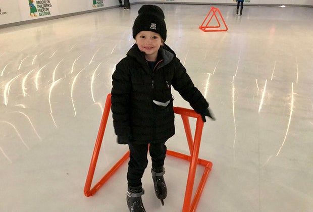 Little boy on the rink at the Brooklyn Children's Museum's new ArtRink