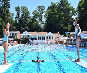 Enjoy time in the pool at Badger Day Camp. Photo courtesy of the camp