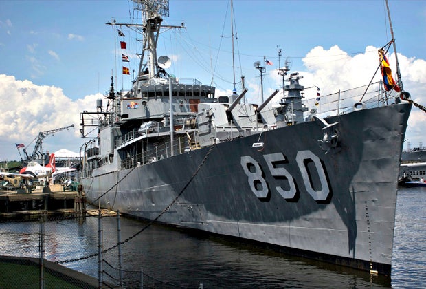 Image of battleship in Fall River - Best Day Trips from Boston.