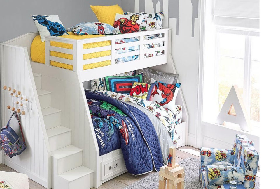 The Belden twin over full bunk bed from Pottery Barn is great for overnight guests or siblings.