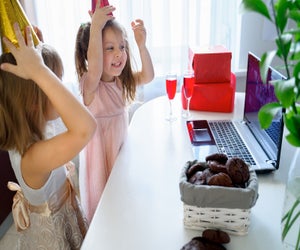 Party hats and pretty punch make virtual birthday celebrations special.