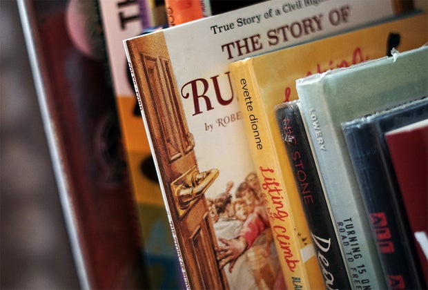 row of black history book for children