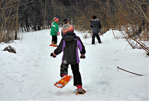 Image of child in snowshoes - Places to Snowshoe Near Boston