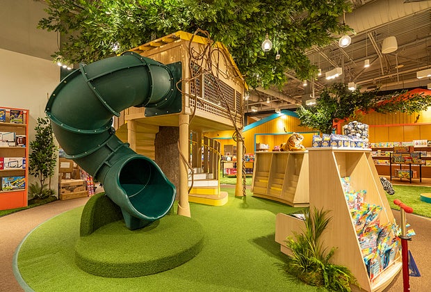 Kids can hit the slide while mom and dad shop at CAMP Garden State Plaza