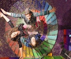 Showered with candy at Candytopia in Los Angeles. Photo by Roberta Brown/Mommy Poppins