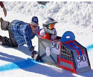The Cardboard Sled Race is an annual tradition at Powder Ridge. Photo courtesy of Powder Ridge Park