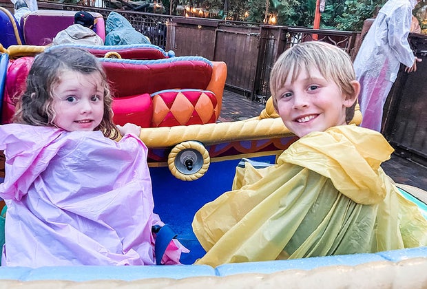 Mickey's Not-So-Scary Halloween Party kids on a amusement park ride