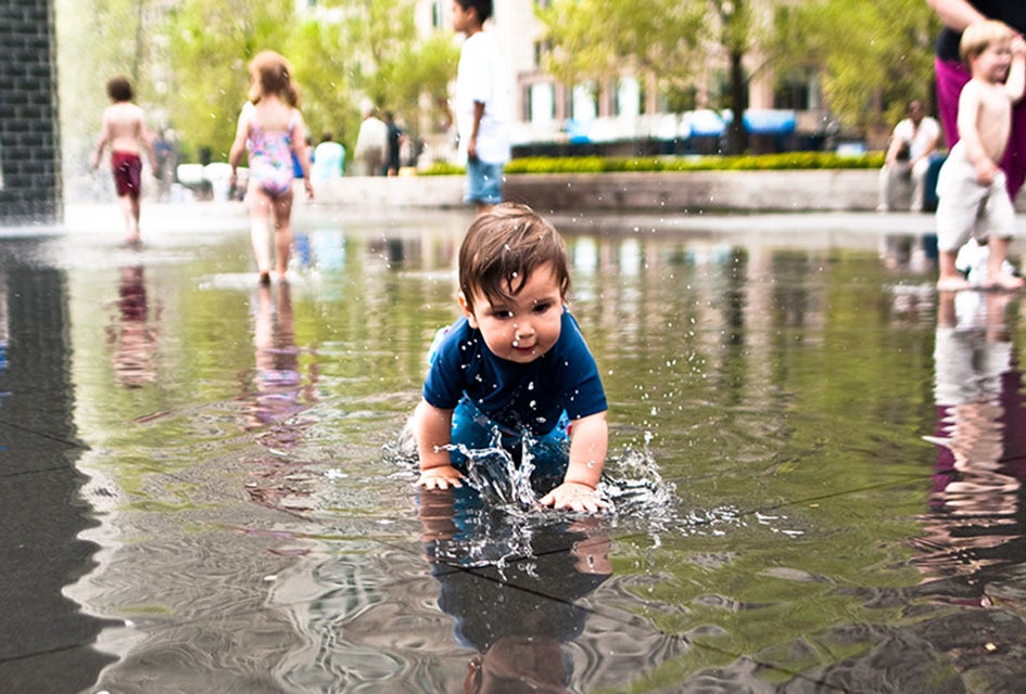 Take your little one for a splash in the Crown Fountain. Photo by Sandor Weisz