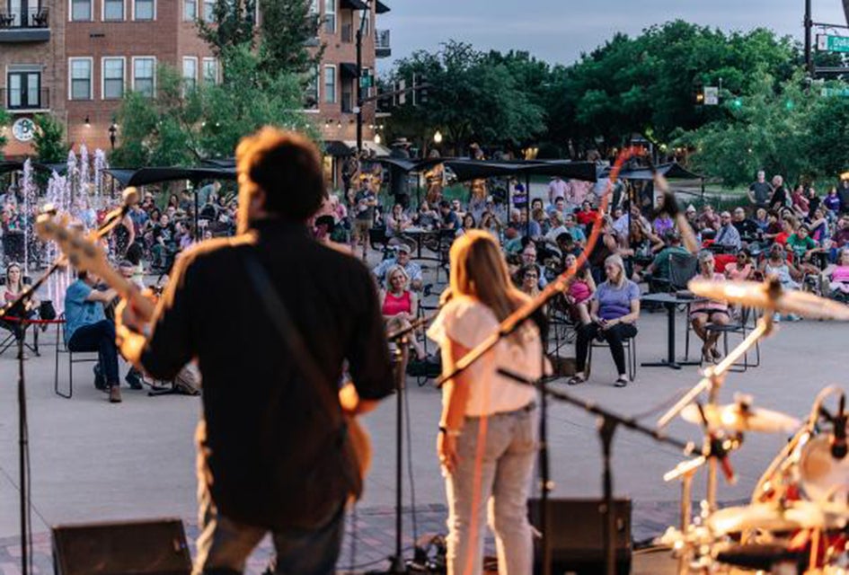 Enjoy live music on Peace Plaza as part of the Grapevine Main Live! Music Series. Photo courtesy of Visit Grapevine