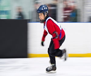 Speed skating is one discipline on show at the Connecticut Special Olympics. Photo by Dan Burns