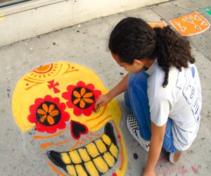 Chalk + Dia de los Muertos = one artsy and fun afternoon! Photo courtesy of the Canoga Park Dia de los Muertos Festival
