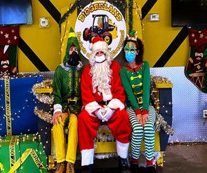 Snap a picture with Santa at Diggerland! Photo courtesy of Diggerland