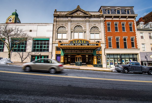 Exterior shot of The State Theatre in Easton, Pennsylvania
