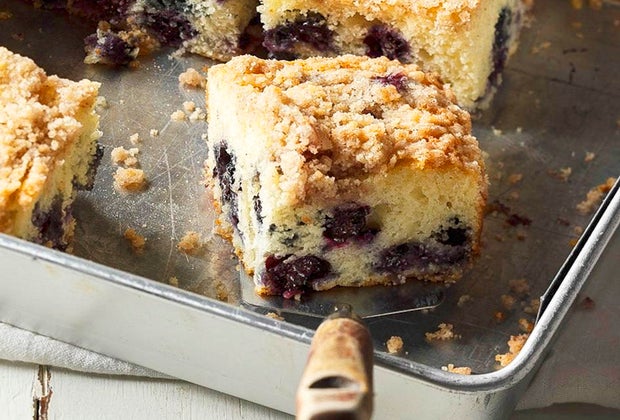 Image of homemade blueberry buckle.