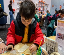 Tiny Picassos can enjoy different activities every day at the Art Institute’s Family Room. Photo by Maureen Wilkey, for Mommy Poppins