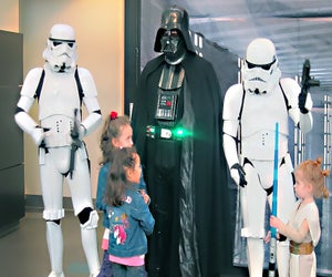 Meet Darth Vader at Star Wars Reads Day at the Naperville Public Library. Photo courtesy of the library
