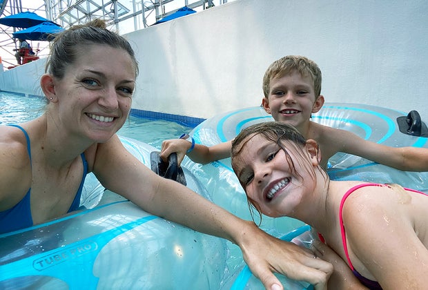 Relaxing on the lazy river.
