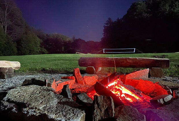 Bluebird Sunapee firepit in the evening