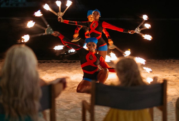 A fire dance show at the All-Inclusive Hyatt Sunscape Coco Punta Cana Resort