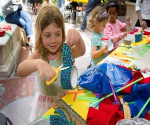 Experiment with wearable art at the Fowler's family event. Photo by Reed Hutchinson