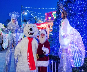The costumed characters wandering the park are happy to pose for festive photo-ops at Luna Park's Frost Fest. Photo courtesy of Luna Park in Coney Island 