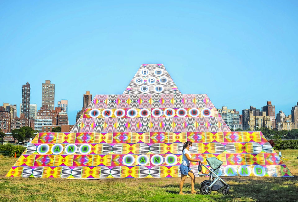 Jeffrey Gibson; 'Because Once You Enter My House It Becomes Our House;' 2020; Courtesy the Artist; Socrates Sculpture Park; Sikkema Jenkins & Co., NY; Kavi Gupta, Chicago; Roberts Projects, LA; Image by Scott Lynch