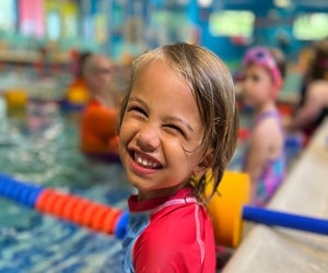 Greater Boston swimming classes for babies and toddlers teach important skills. Photo courtesy of Goldfish Swim School