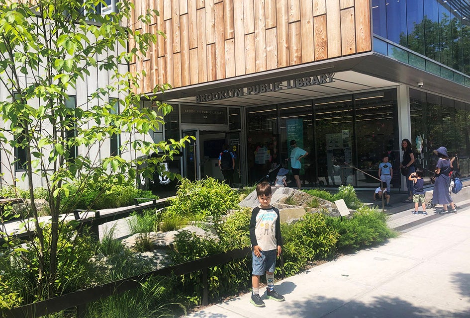 The Greenpoint Public Library and Environmental Center is striking indoors and out.