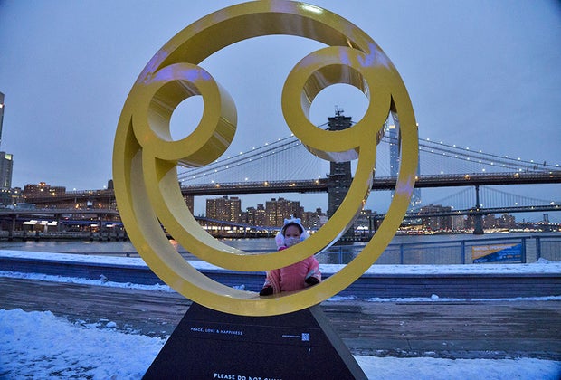 Happiness public art sculpture in lower Manhattan