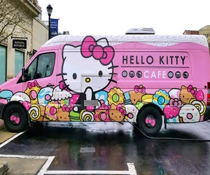 The Hello Kitty Cafe truck brings smiles and treats to fans on Saturday. Photo courtesy of Sanrio