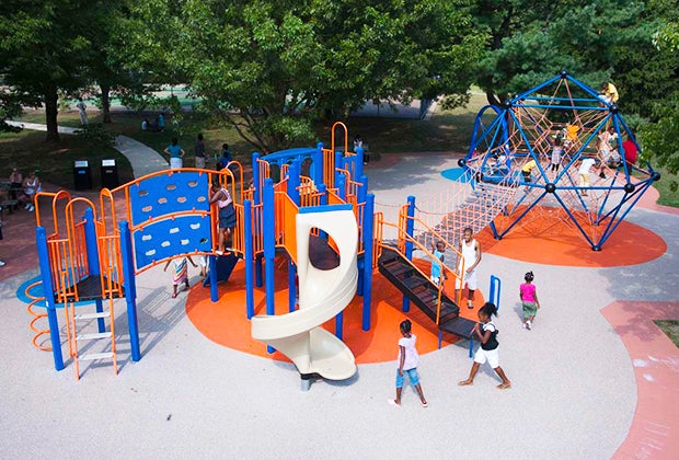 Aerial shot of Hilltop Playground
