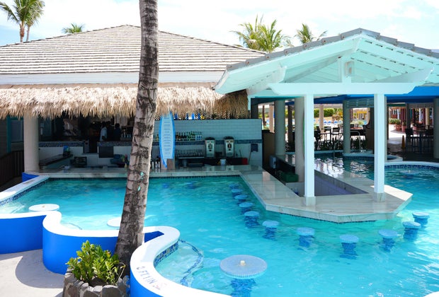 The swim up bar has an adult menu and a kids' mocktail menu, which kids absolutely delight in.