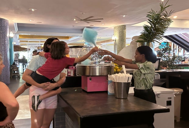 Freshly spun cotton candy for kids at the Coconut Walk Marketplace
