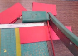 cutting paper for Valentine's Day cards