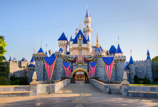 Sleeping Beauty's Castle is all decked out for the 70th anniversary of Disneyland!