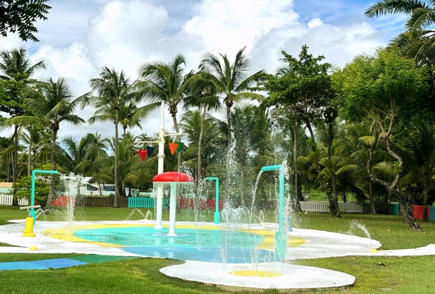 The Kidz Club at Coconut Bay has its own splash pad, playground, rock climbing wall, and more.