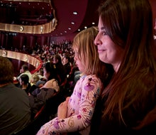 Even from the third ring, young audience members are entranced by the New York City Ballet's Family Saturdays program. 