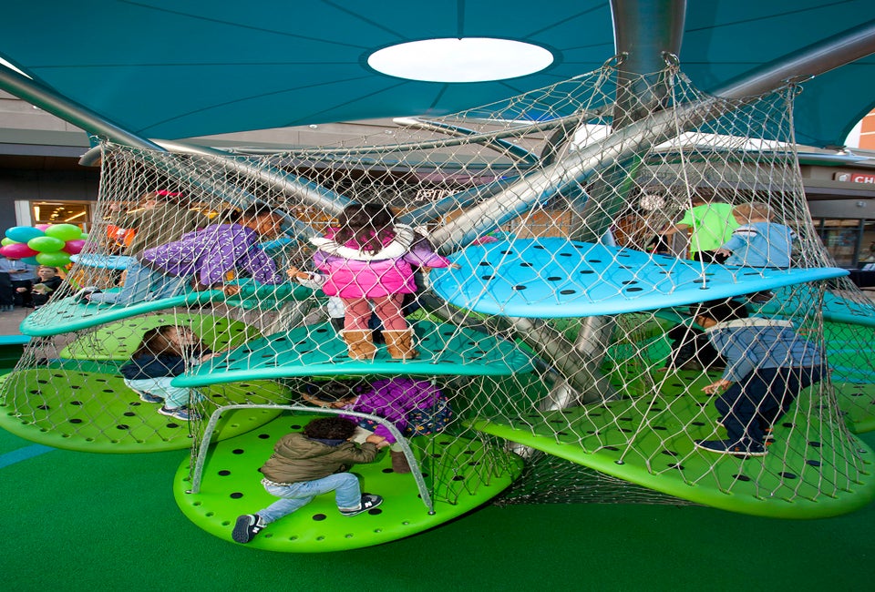 Kids can explore and climb safely on the new Luckey Climber at Cross County Shopping Center. Photo by Toby McAfee