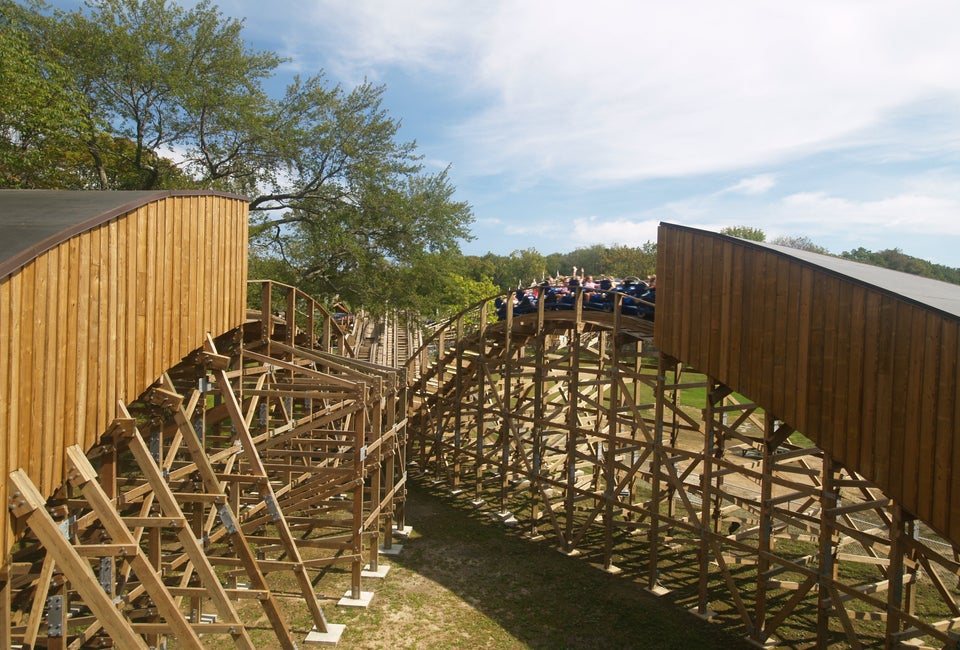 Wooden Warrior roller coaster at Quassy Amusement Park
