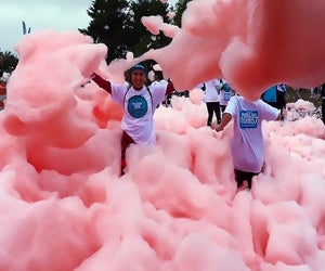 Take a run through the bubbles for children's charities at Jones Beach State Park. Photo courtesy of Bubble Run