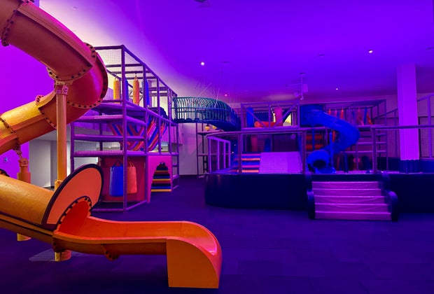 Kidzone with slides and indoor play at the AVA Cancun all-inclusive resort.
