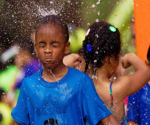 Levy Park is a splash pad in Houston's inner loop. Photo courtesy of Levy Park, Facebook