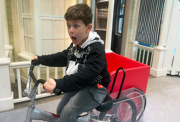 Exploring the Children's Museum of the East End: bike on main street